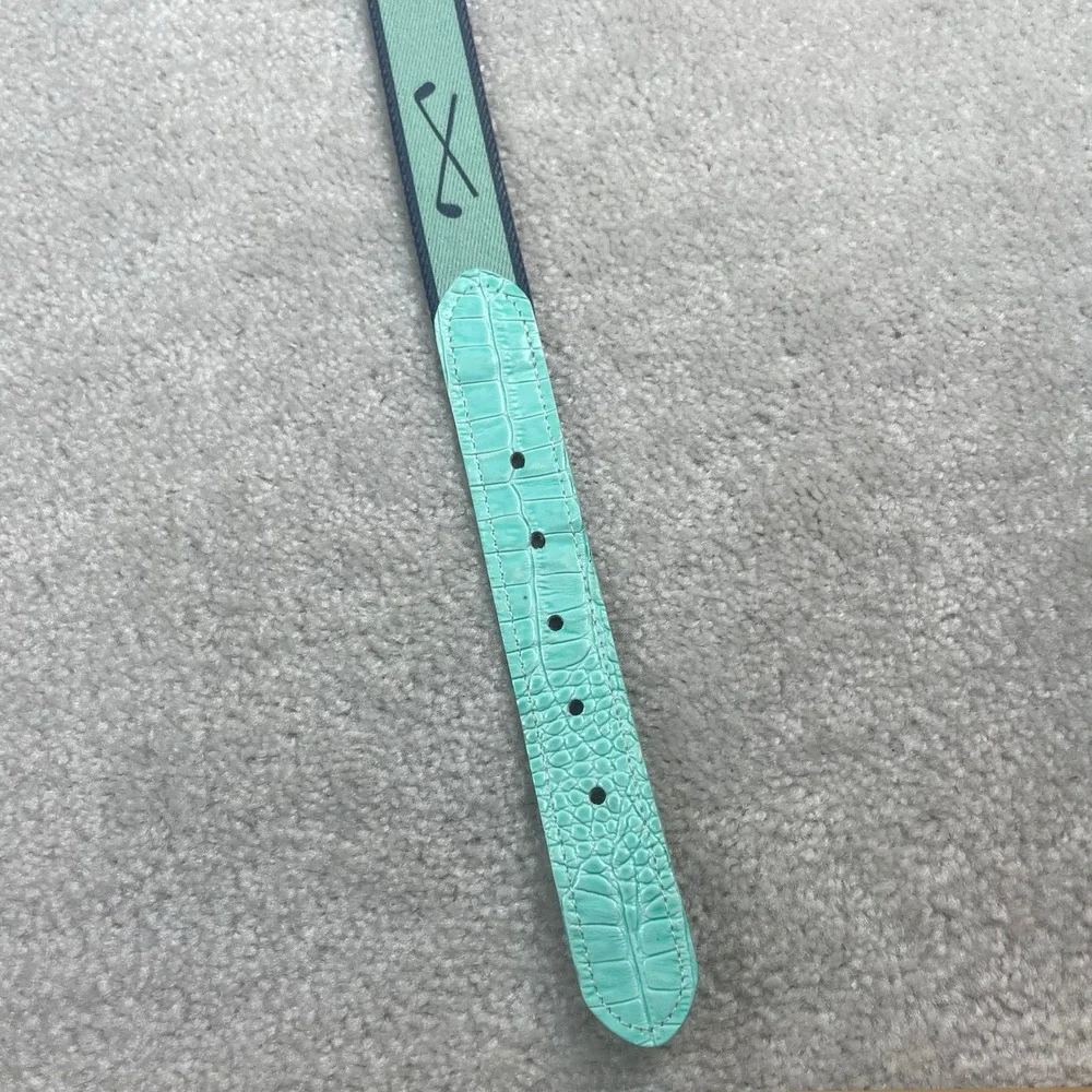 Doc Murphy Mens Reversible Golf Belt Navy Mint Green Stripe Golf Icons Size 36